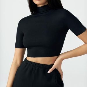 Joah Brown Raw Edge Mock Neck tee